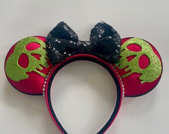 Poison Apple Mouse Ears, Sequin Bow, Villain Headband
