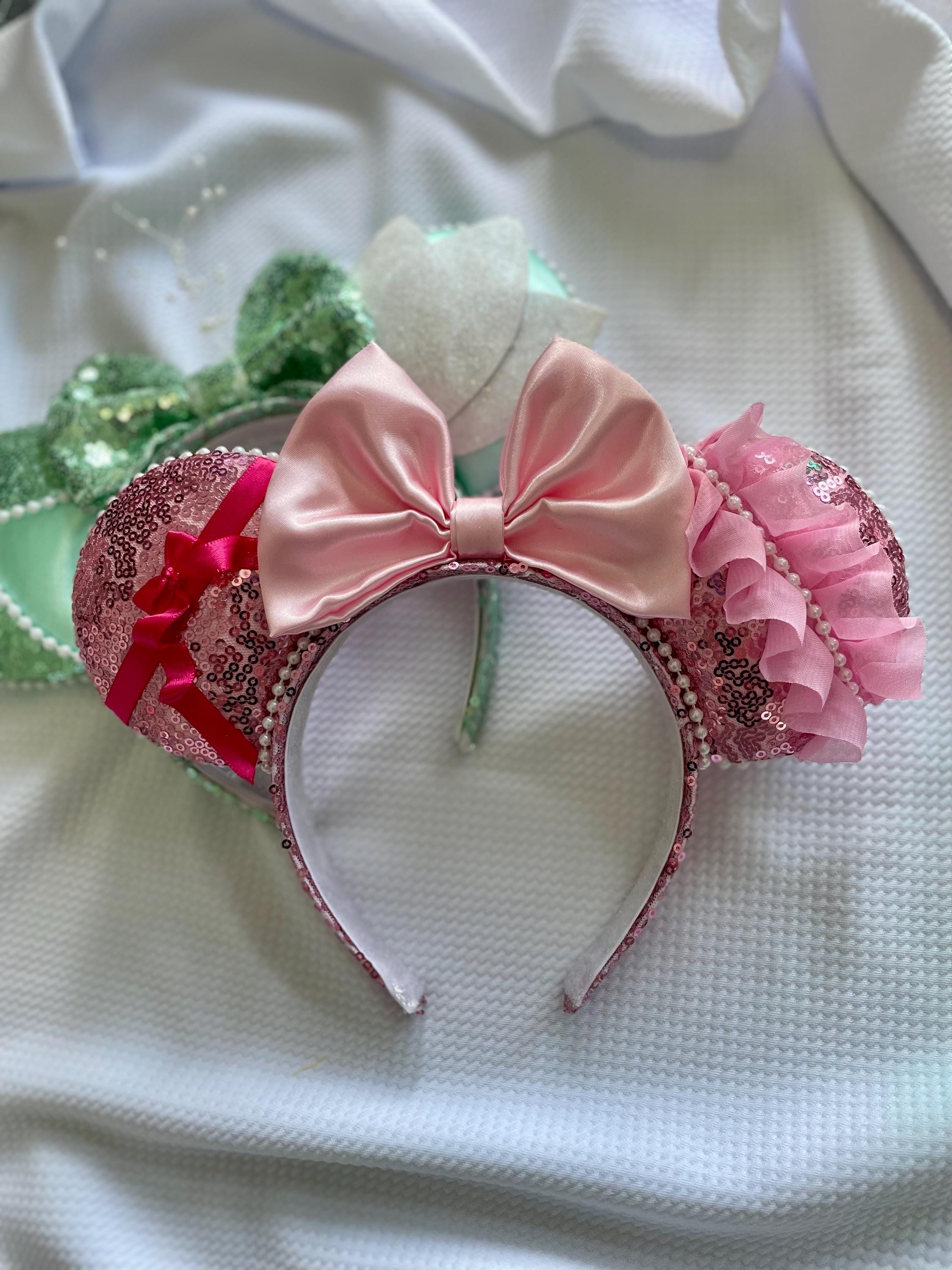 Disney Mint & Pink Macaron Bow Ears Headband Disney-Parks Edition Pink Bow Princess Headband Anniversary  main image 3