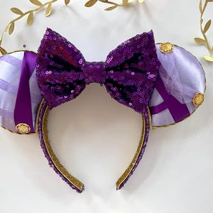 Orejas de ratón inspiradas en Megara Hércules: accesorio de parque con lazo de lentejuelas de princesa imagen 18