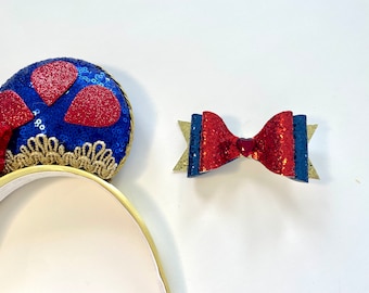 Snow White Sequin Bow Clip,  Character Bow Clip, Princess Hair Bows, Snow White Hair Bows, Girls Hair Bows, Park Hair Accessories