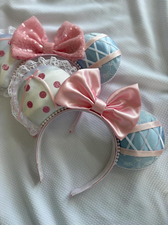 Kids Girls Pink Sequin Bow Mickey Mouse Hair Headband for Cosplay Mickey Mouse Ear Headbands Pink White Sequin Bow Hairbands  main image 3