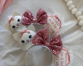 Marie Aristocats Mouse Ears: Marie Pink Bow Cat Park Accessory