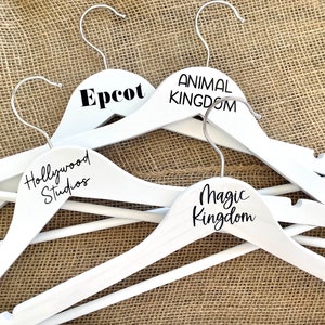 4 Personalized set of Disney Park Hangers, Park Outfit Hangers, Customized Magic Kingdom Hangers, Park Hangers