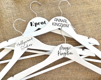 4 Personalized set of Disney Park Hangers, Park Outfit Hangers, Customized Magic Kingdom Hangers, Park Hangers