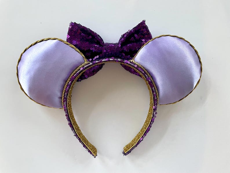 Orejas de ratón inspiradas en Megara Hércules: accesorio de parque con lazo de lentejuelas de princesa imagen 16