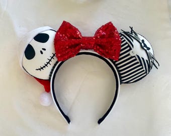 Santa Jack Skellington Ears: Holiday Park Headband