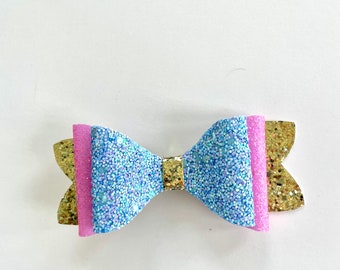 Sleeping Beauty Princess Sequin Bow Clip, Sleeping Beauty Bow Clip, Princess Hair Clip, Briar Rose Hair Bow, Girls Hair Bows