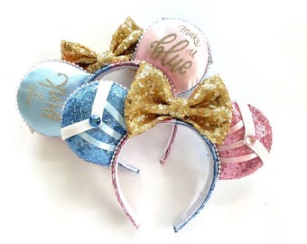 Aurora Sleeping Princess Ears: Pink & Blue Sequin Park Headband