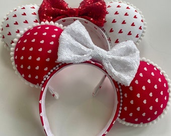 Ready to ship***Red Heart Ears, Valentines Day, Anniversary Ears, Love Ears