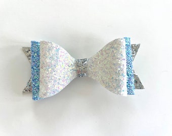 Cinderella Sequin Bow Clip, Blue Dress Bow Clip, Midnight Princess Hair Clip, Girls Hair Bows, Park Hair Accessories