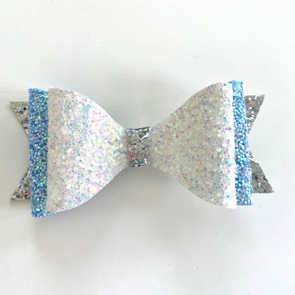 Cinderella Sequin Bow Clip, Blue Dress Bow Clip, Midnight Princess Hair Clip, Girls Hair Bows, Park Hair Accessories