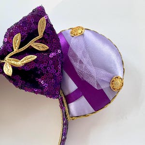 Orejas de ratón inspiradas en Megara Hércules: accesorio de parque con lazo de lentejuelas de princesa imagen 14