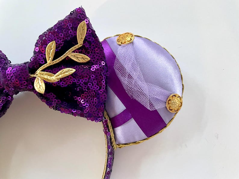 Orejas de ratón inspiradas en Megara Hércules: accesorio de parque con lazo de lentejuelas de princesa imagen 14