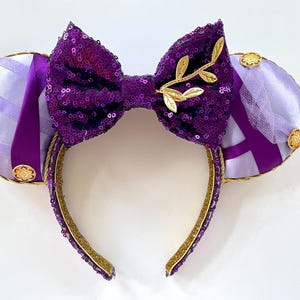 Orejas de ratón inspiradas en Megara Hércules: accesorio de parque con lazo de lentejuelas de princesa imagen 15