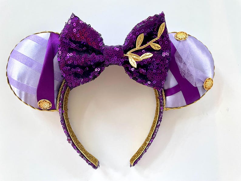 Orejas de ratón inspiradas en Megara Hércules: accesorio de parque con lazo de lentejuelas de princesa imagen 15