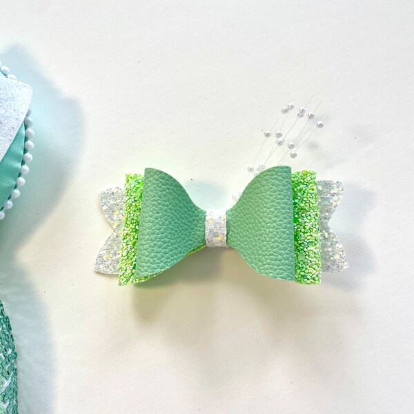 Tiana Sequin Bow Clip, Princess and the Frog Bow Clip, Princess Hair Clip, Tiana Hair Bows, Park Hair Accessory