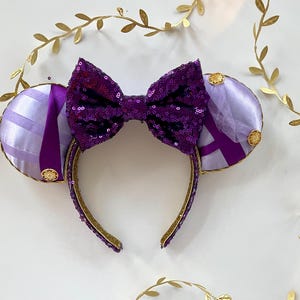 Orejas de ratón inspiradas en Megara Hércules: accesorio de parque con lazo de lentejuelas de princesa imagen 17