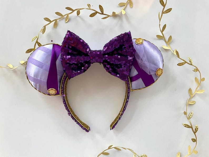 Orejas de ratón inspiradas en Megara Hércules: accesorio de parque con lazo de lentejuelas de princesa imagen 17