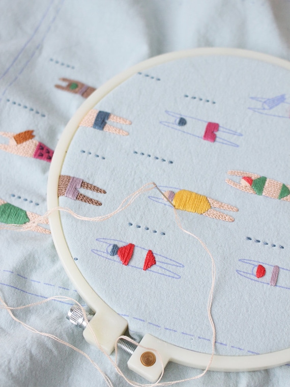 Little people embroidery storage bag for girlfriends gift, worthy of a New Year gift for friends / beginner embroidery kit