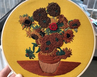Garden Embroidery Set,Beginner Embroidery Kit Modern Flower,Flower diy Kit,beginner Hand Embroidery Full Kit,Full Kit with Needlepoint Hoop