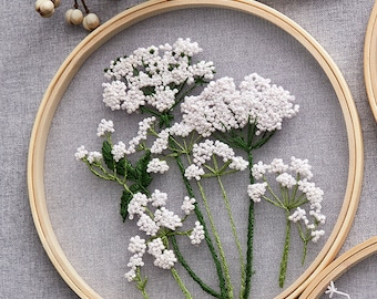 Transparent Embroidery Set,Floral Hand Embroidery Full Kit ,Plants transparent embroidery kit for beginner,Flower diy Kit