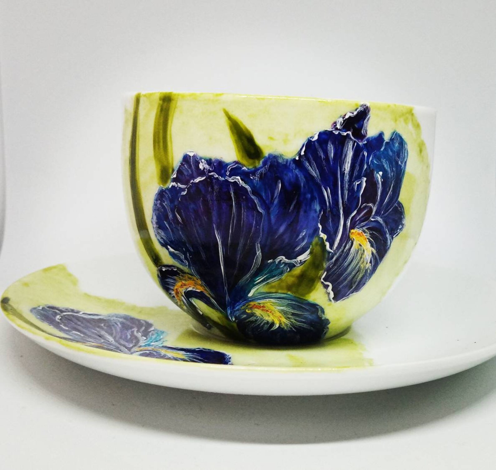 Hand Painted Iris Mug Gift Mug Gift for Her Mother's Etsy