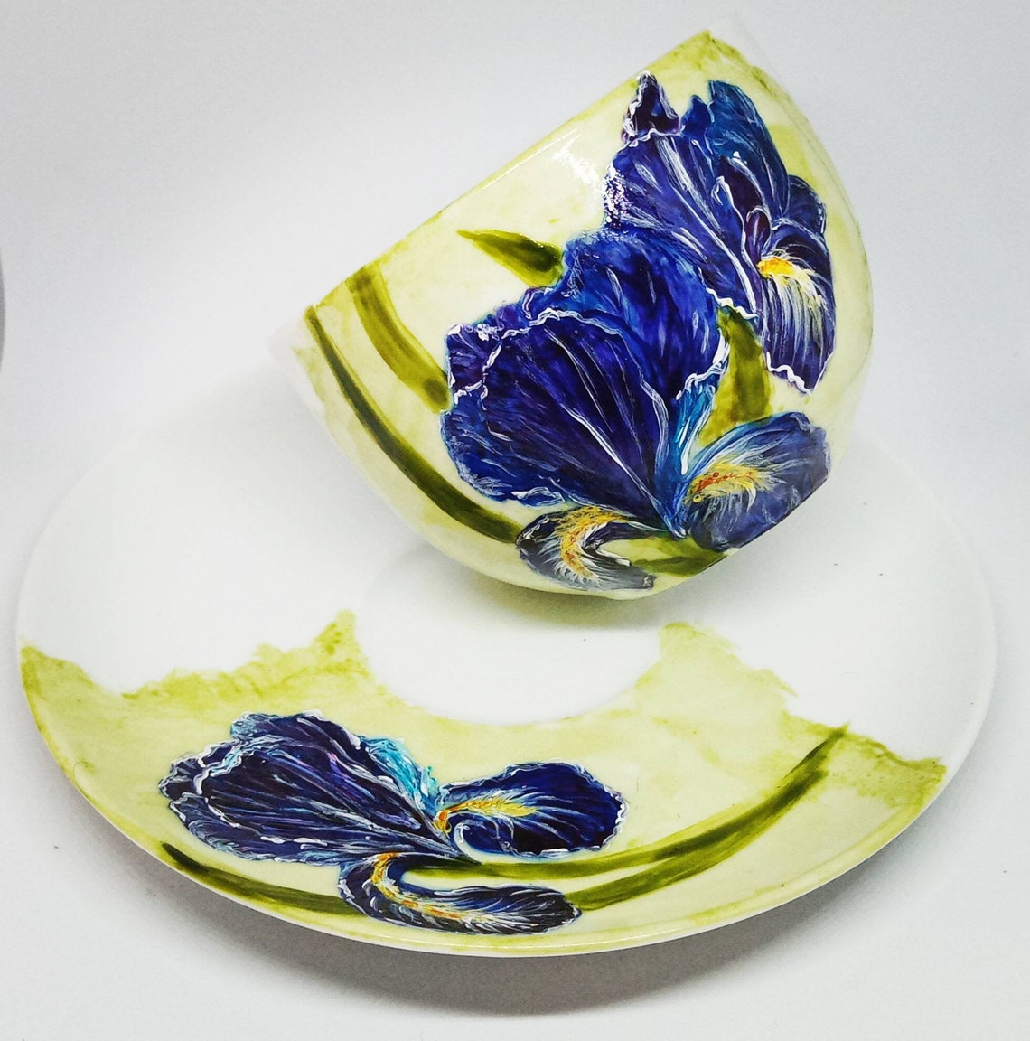 Hand Painted Iris Mug Gift Mug Gift for Her Mother's Etsy