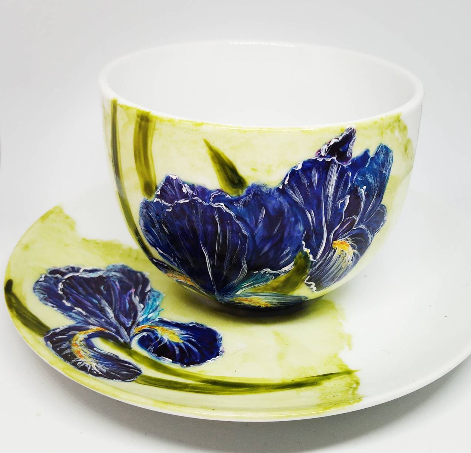 Hand Painted Iris Mug Gift Mug Gift for Her Mother's Etsy