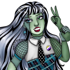 Hoge sticker Frankenstein Monster meisje Frankie Stein