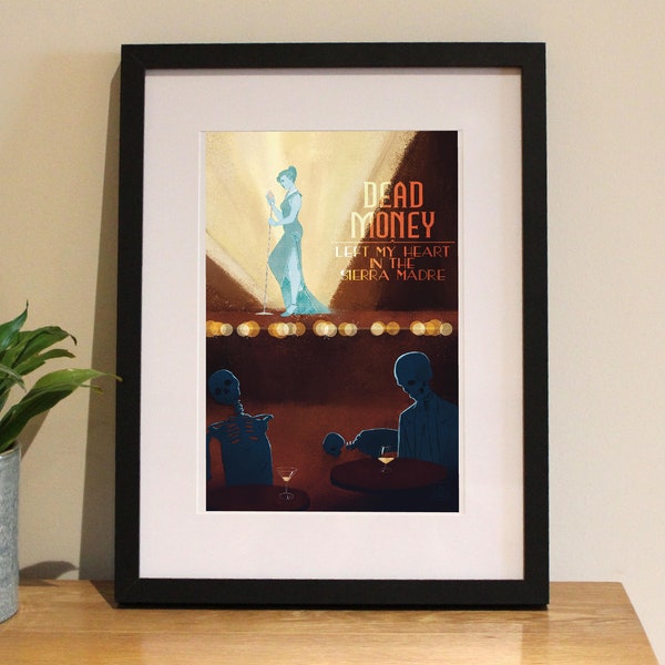 Fallout New Vegas inspired Dead Money Sierra Madre art print - Retro mid-century style