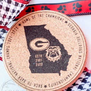 Back 2 Back National Championship | UGA Championship | Engraved Cork coasters | Set of 4
