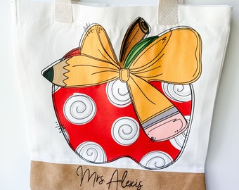 Teacher Canvas & cork tote bag | Personalized engraved tote bag | Teacher gift | Teacher appreciation week