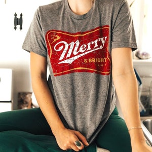 Miller Merry & Bright TEE | (Ready to Ship) Screen Print Christmas T-Shirt on Bella + Canvas