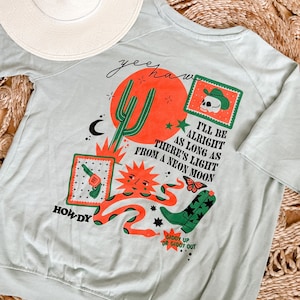 Neon Moon | Brooks & Dunn | Screen print | short sleeve | French Terry | graphic shirt | sage green