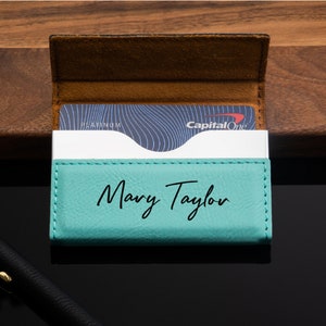 Porte-cartes de visite personnalisé, Porte-cartes de visite personnalisé, Porte-cartes de visite à monogramme, Porte-cartes de visite, Similicuir
