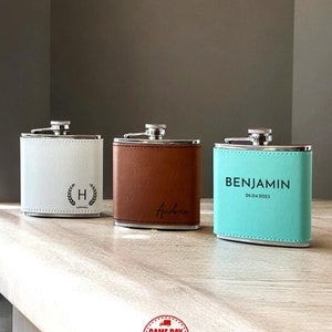 Personalized Groomsman Flasks, Personalized Leather Flask, Personalized Flask, Groomsmen Flask, Gift For Him, Leather Hip Flask,Custom Flask