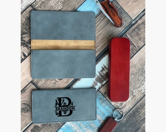 Personalized Greek Key Vinyl Checkbook Cover