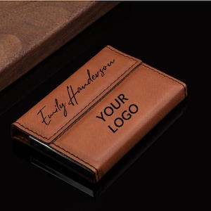 Porte-cartes de visite personnalisé, Porte-cartes de visite personnalisé, Porte-cartes de visite à monogramme, Porte-cartes de visite, Similicuir