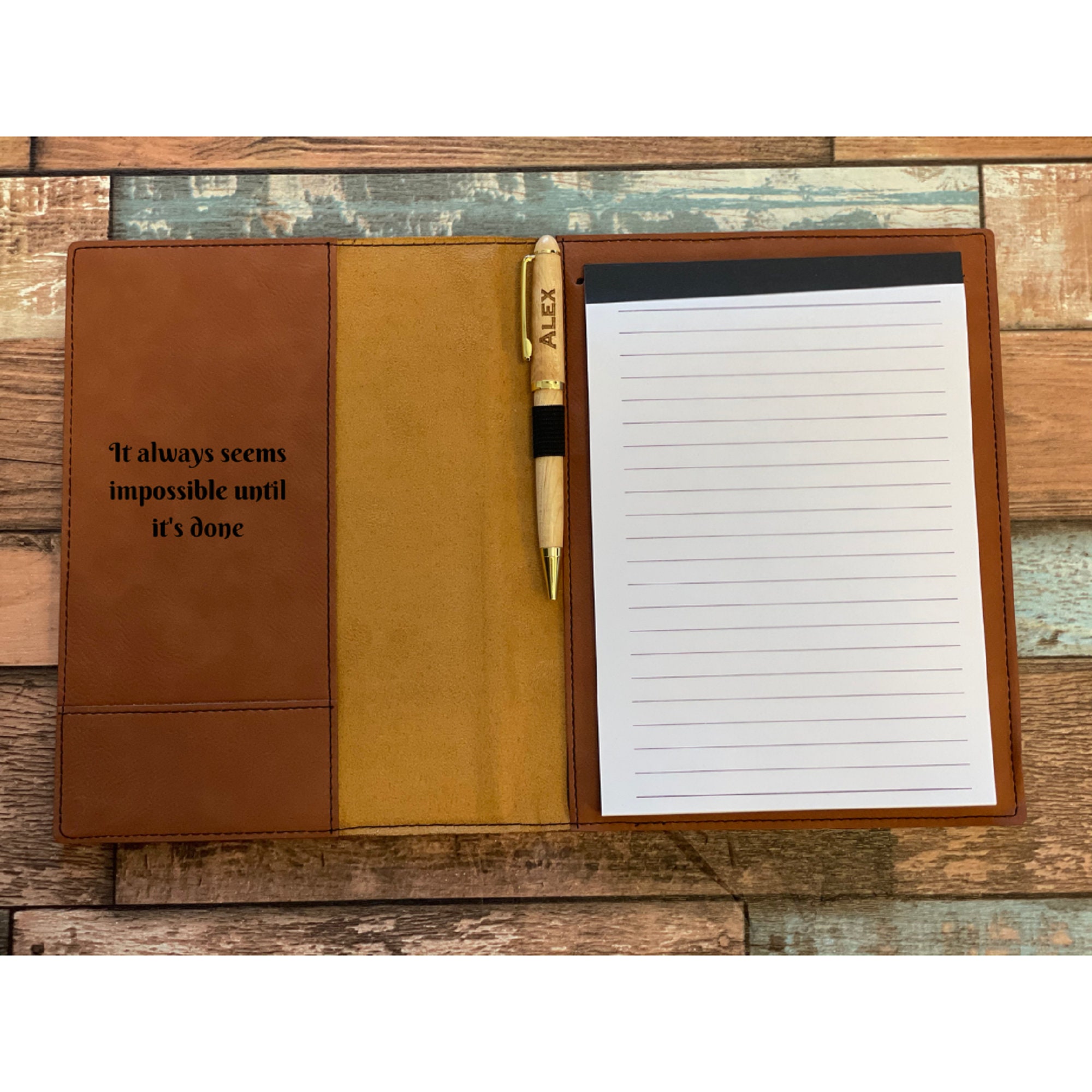 Personalized Refillable Portfolio Custom Notepad Cover Etsy