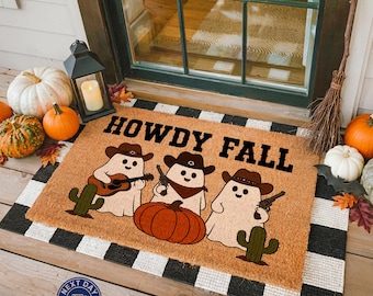 Howdy Fall Doormat, Spooky Porch Decor, Halloween Decoration