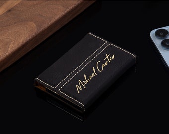 Customized Business Card Holder, Personalized Business Card Holder, Monogrammed Business Card Holder, Business Card Case, Leatherette