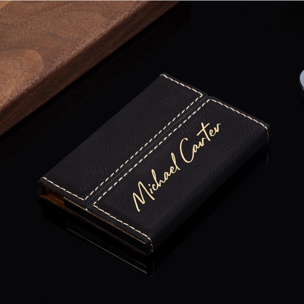 Customized Business Card Holder, Personalized Business Card Holder, Monogrammed Business Card Holder, Business Card Case, Leatherette