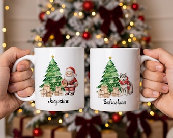 Custom Christmas Mug, Personalized Santa Penguin Snowman Ceramic Cup
