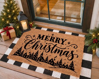Merry Christmas Doormat,  Realtor Gift, Holiday Porch Decor
