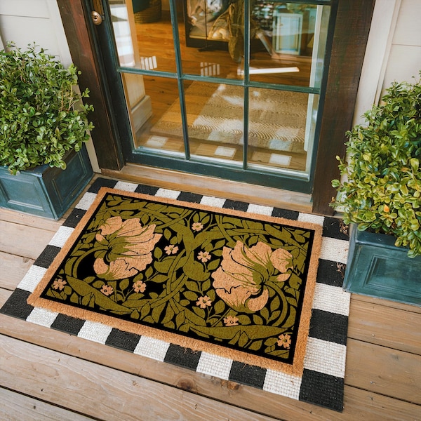 Greenery Doormat, Vintage Floral Doormat, Housewarming Gift, Floral Welcome Mat, Floral Front Porch Decor, New Home Gift, Boho Door Mat