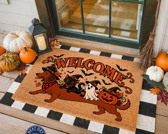 Halloween Dachshund Doormat, Dog Lover Gift, Spooky Season