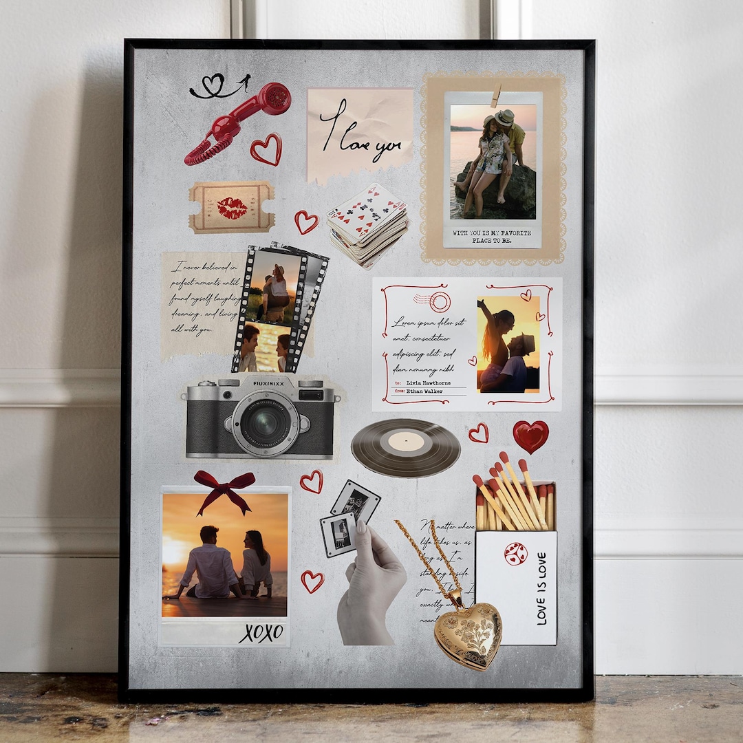 Custom Photo Memory Collage Frame, Couple Photo Collage Frame ...