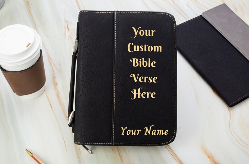 Personalized Engraved Bible Cover, Customized Engraved Bible Cover, Monogrammed Bible Cover, Leather Bible Cover, Religious Gift, Dad Gifts image 3