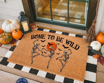 Bone To Be Wild Doormat, Halloween Decoration, Gothic Decor