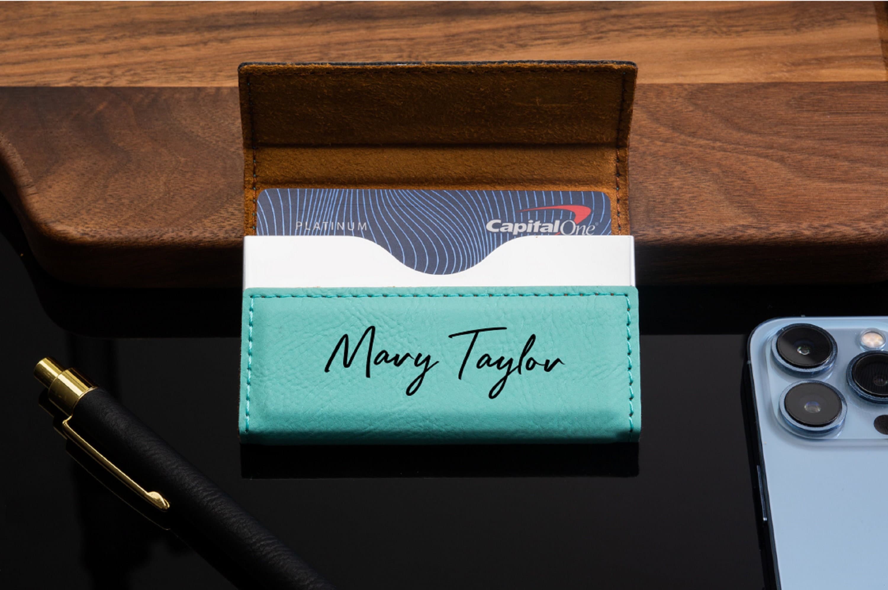 Customized Business Card Holder, Personalized Business Card Holder, Monogrammed Business Card Holder, Business Card Case, Leatherette